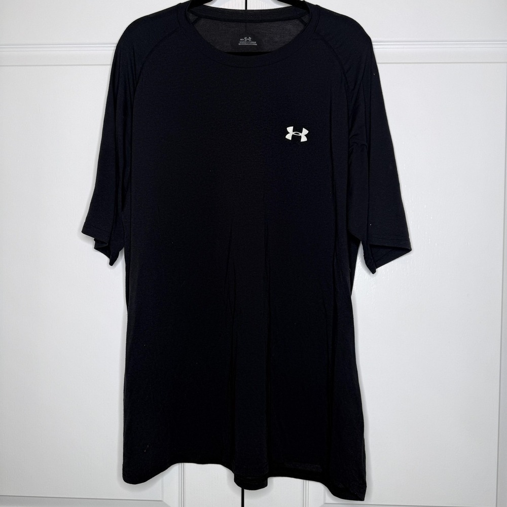 Under Armour T-Shirt Mens XL Basic Black Raglan Sleeve HeatGear Training Tee EUC